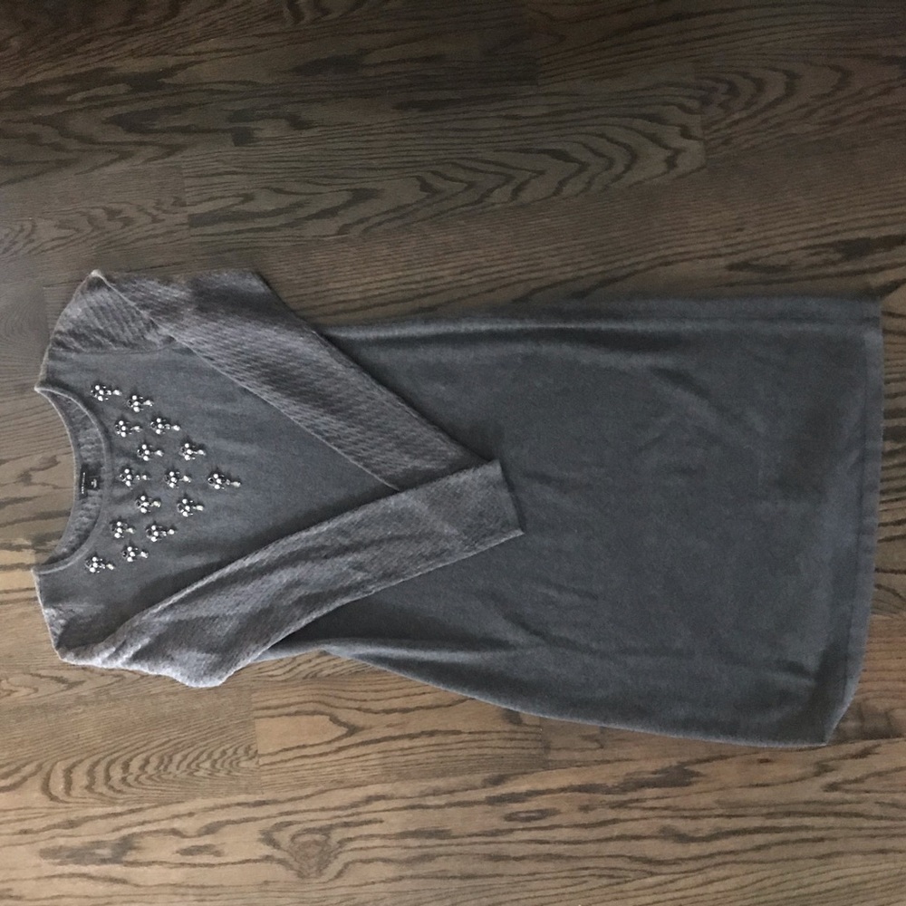 Ann Taylor Gray Sweater Dress, medium